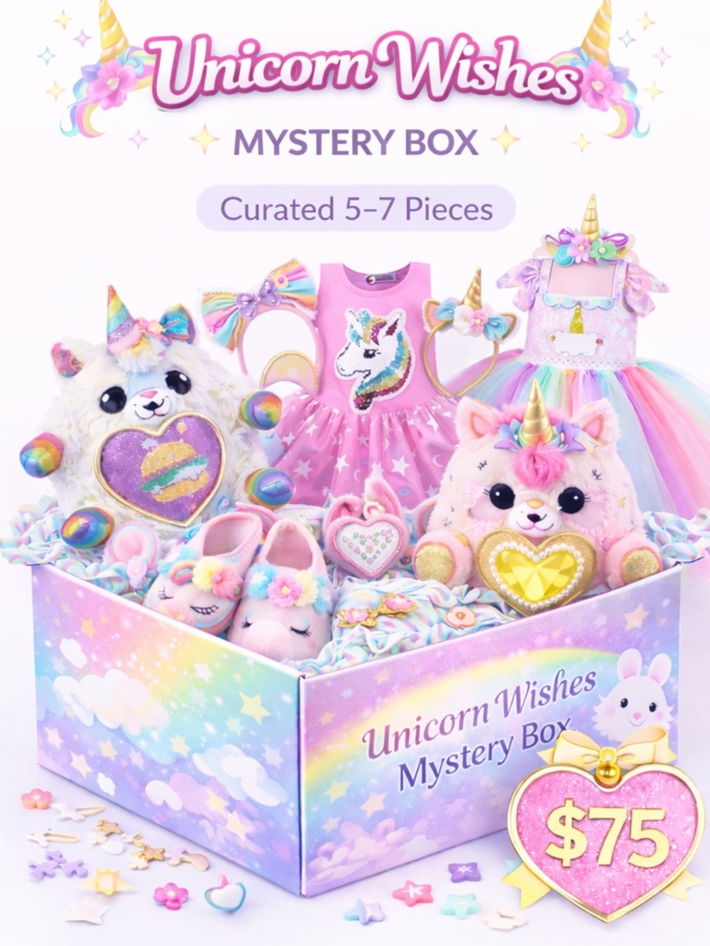 🦄 Unicorn Wishes Mystery Box 🎁 Magical Fantasy Surprise Bundle 5–7 Pc Kids